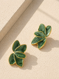 Ατσάλινα Σκουλαρίκια • Green Leaf