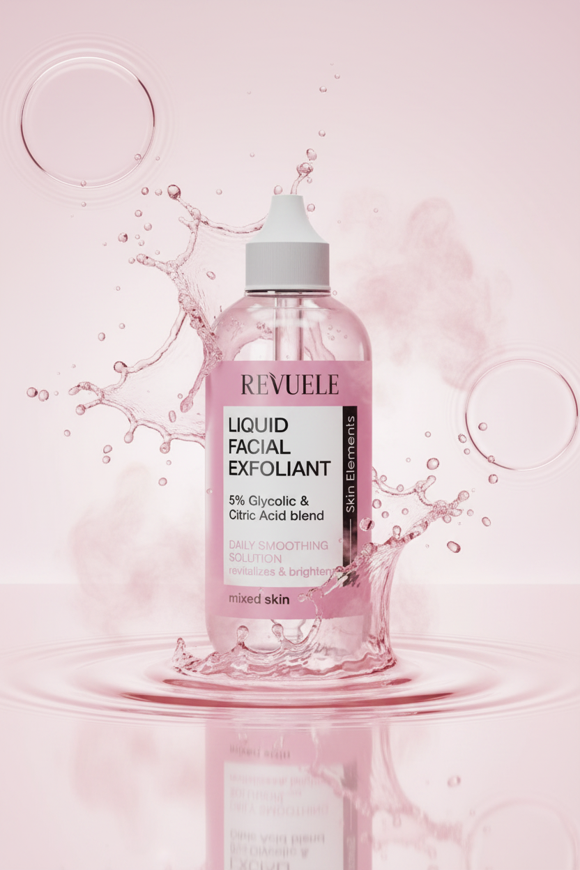 Revuele Liquid Facial Exfoliant Pink - Water Splash Background